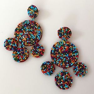 Beaded Drop Circle Handmade Earrings